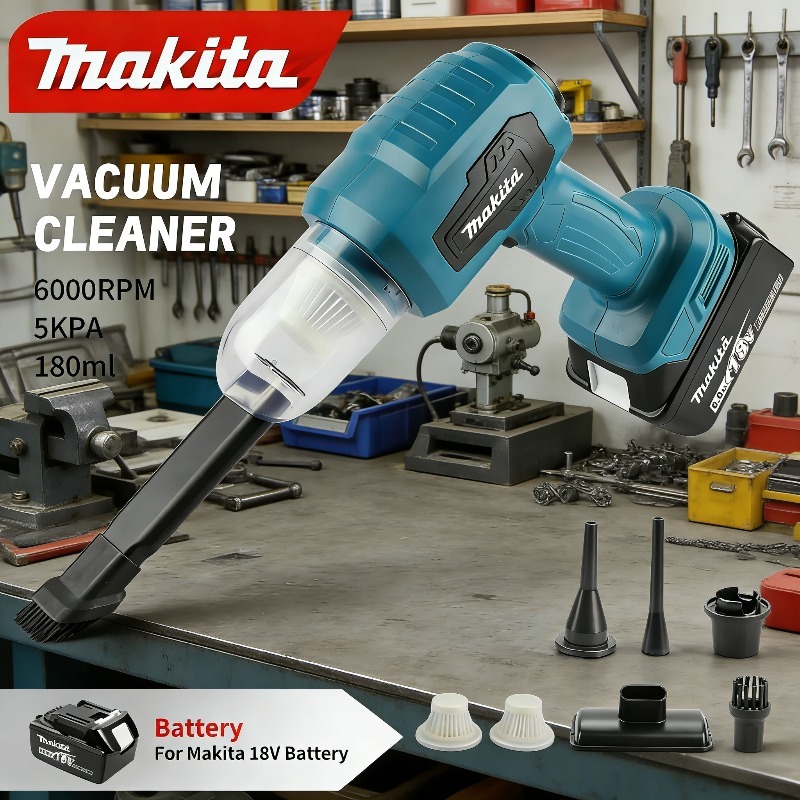 Woodworking Vacuum System - Makita Cordless Vacuum Cleaner:7 Nozzles,10000Pa,180ML 18V