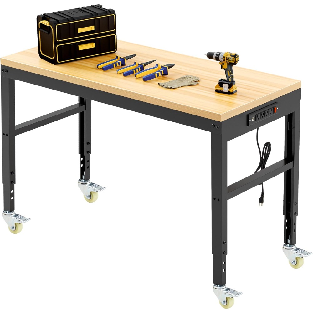Woodworking Work Table - Adjustable Workbench, Heavy Duty Wood Work