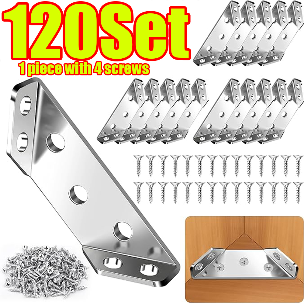 Woodworking Shops - 1-120Set Furniture Corner Connector Stainless Steel