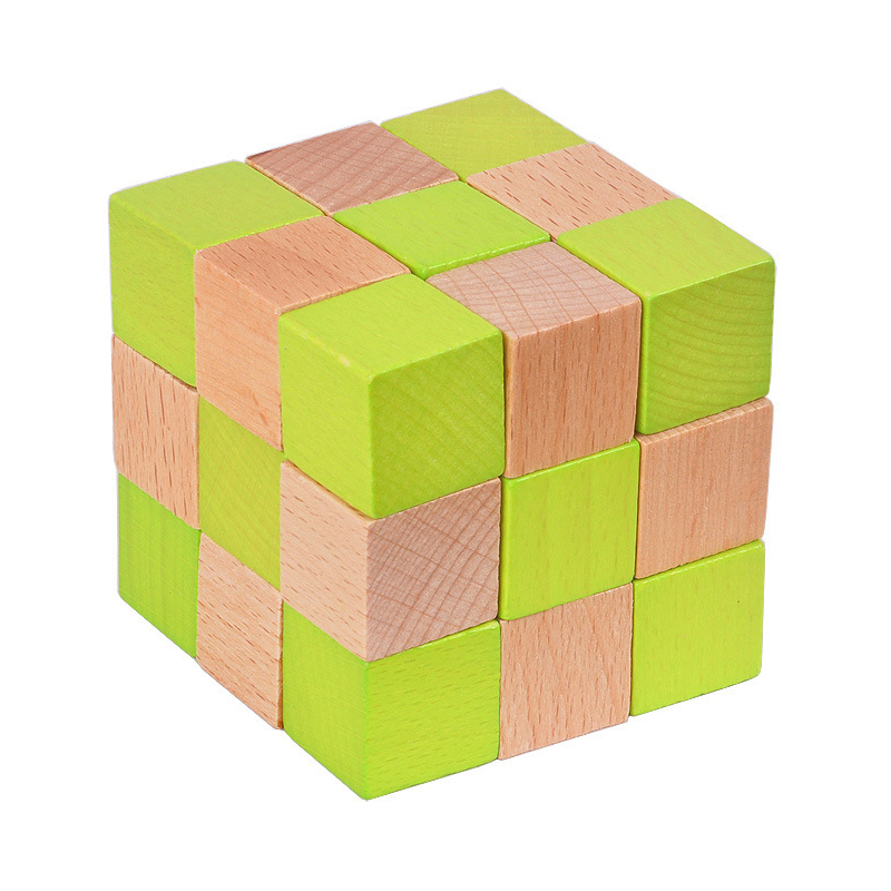 Woodworking Kids Toys - Wooden Snake Cube Puzzle IQ Logic