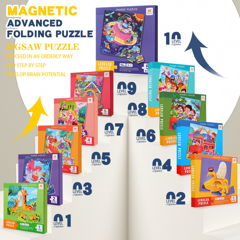 Woodworking Kids Toys - Kids Magnetic Wooden Puzzle Cartoon Pattern
