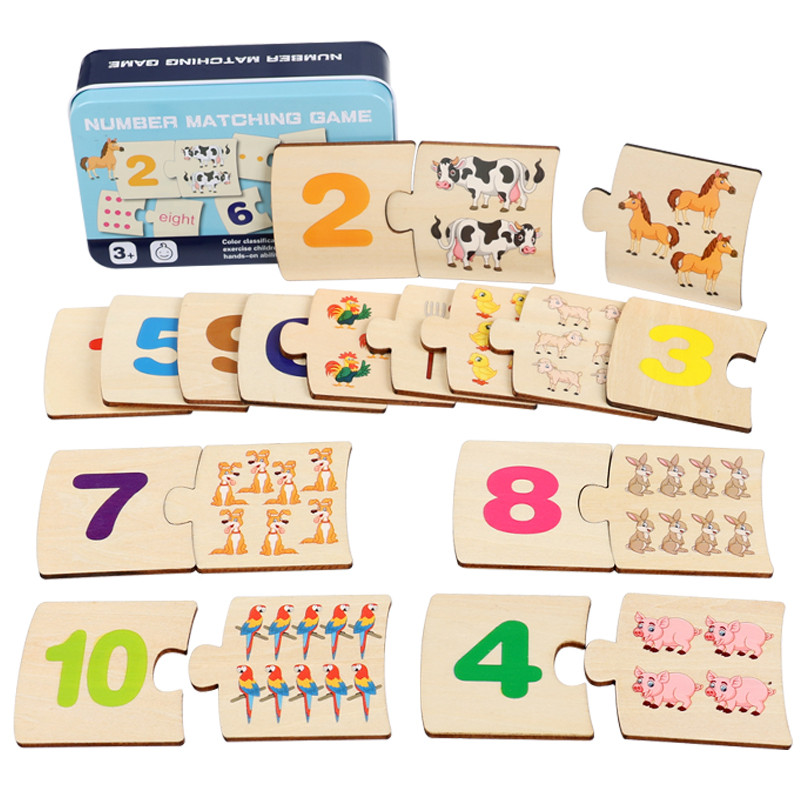 Woodworking Kids Toys - Children Iron Box Number Enlightenment Paired