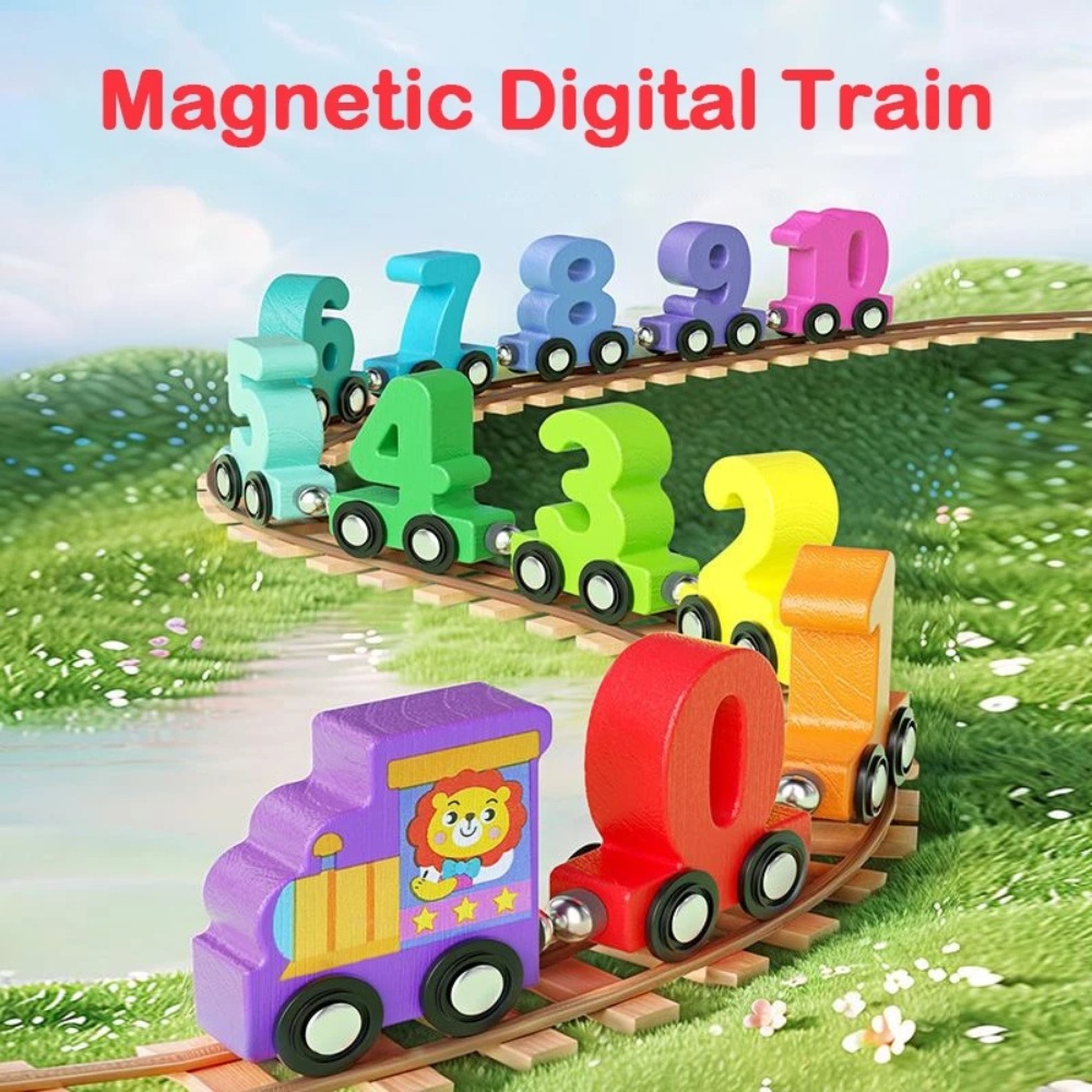 Woodworking Kids Toys - 1set 0-10 Number Digital Train Toys