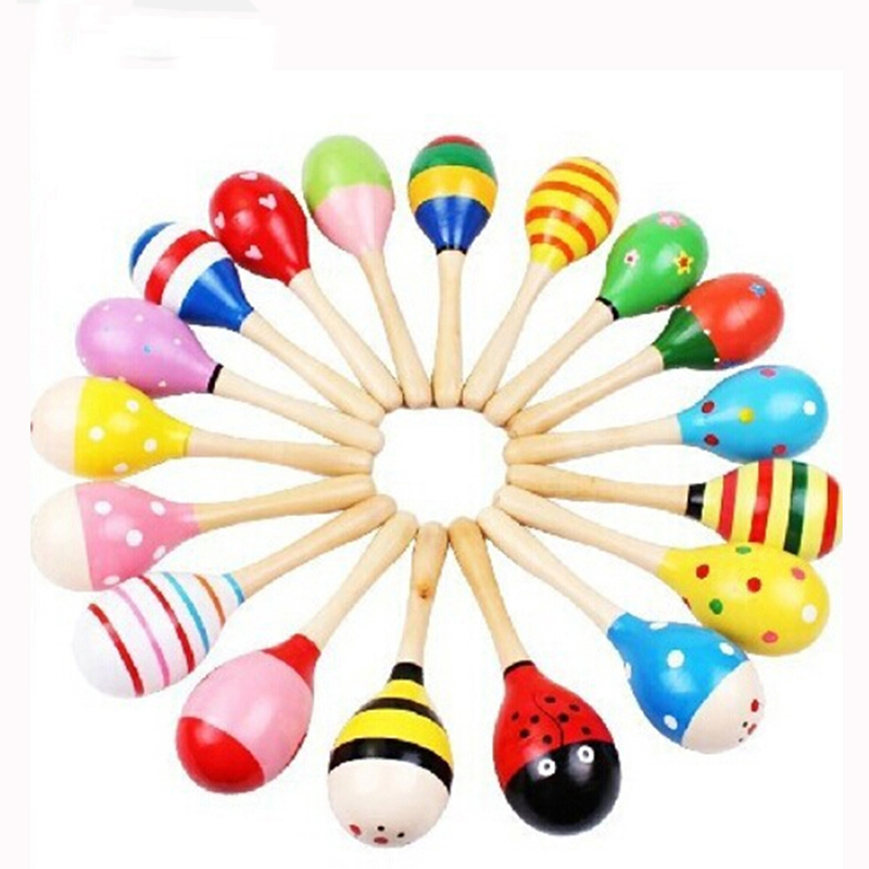 Woodworking Kids Toys - 2pcs Colorful Wooden Small Rattles Maracas
