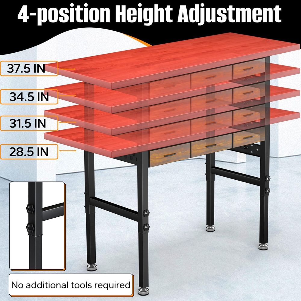 60in Adjustable Height Workben - đánh giá và giá Woodworking Work Table