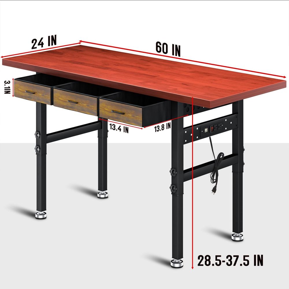 60in Adjustable Height Workben - đánh giá và giá Woodworking Work Table