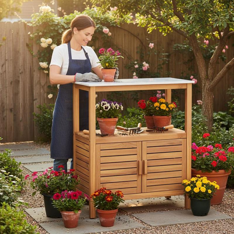 Outdoor Potting Bench Acacia W - đánh giá và giá Woodworking Work Table