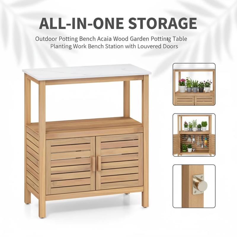 Outdoor Potting Bench Acacia W - đánh giá và giá Woodworking Work Table