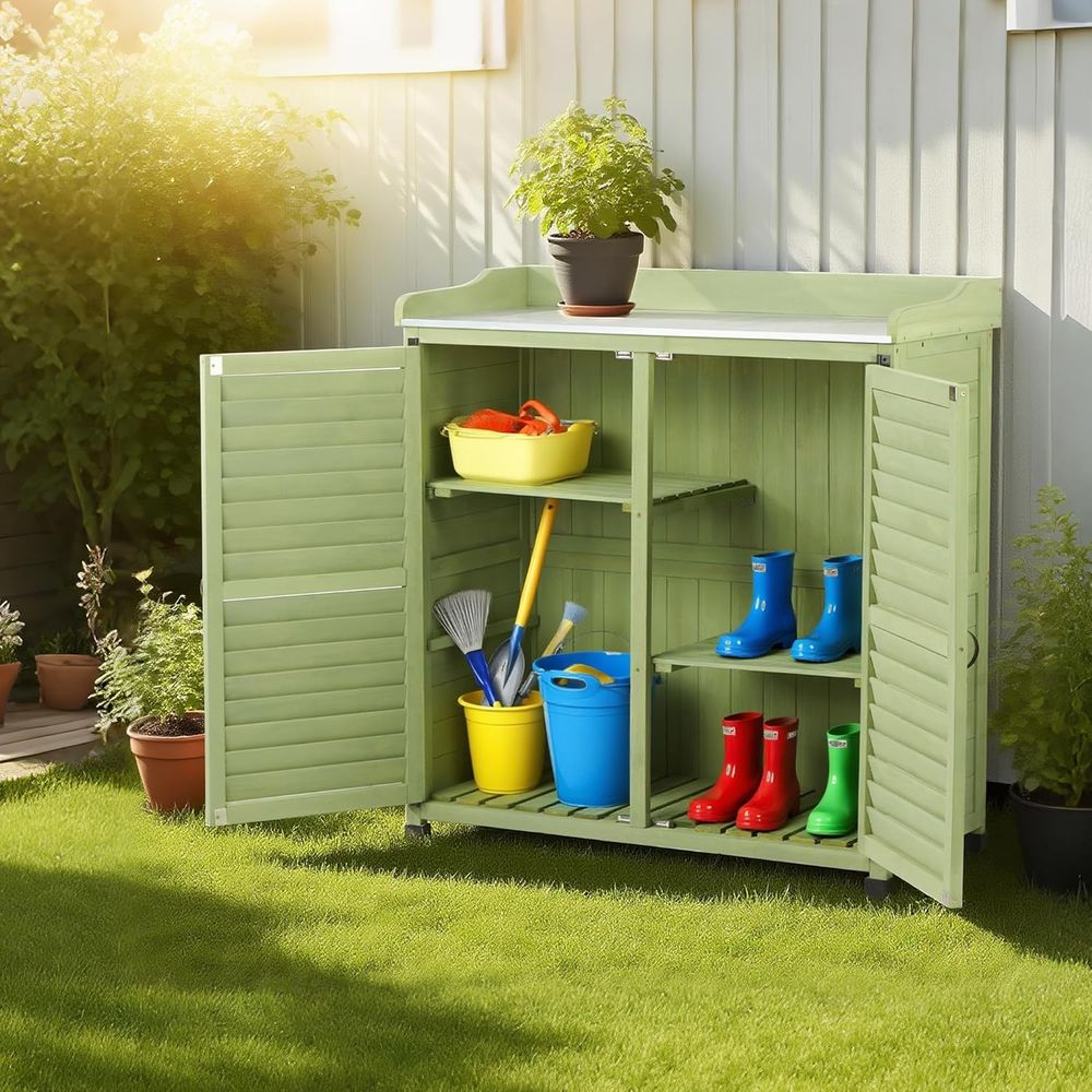 Outdoor Potting Bench with Met - đánh giá và giá Woodworking Bench