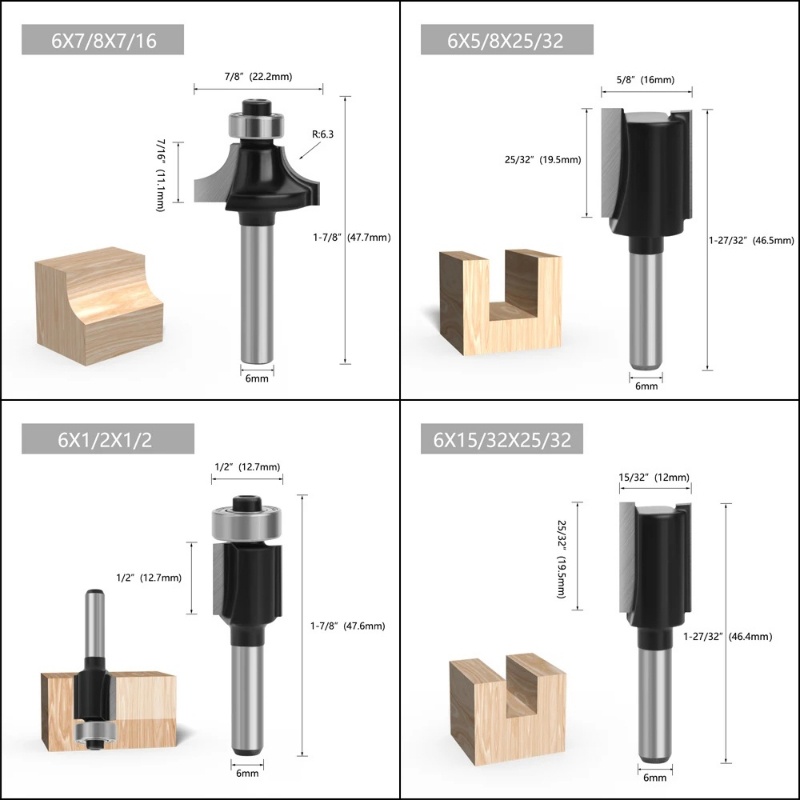12pcs 6mm Shank Router Bit Set - đánh giá và giá Woodworking Usa
