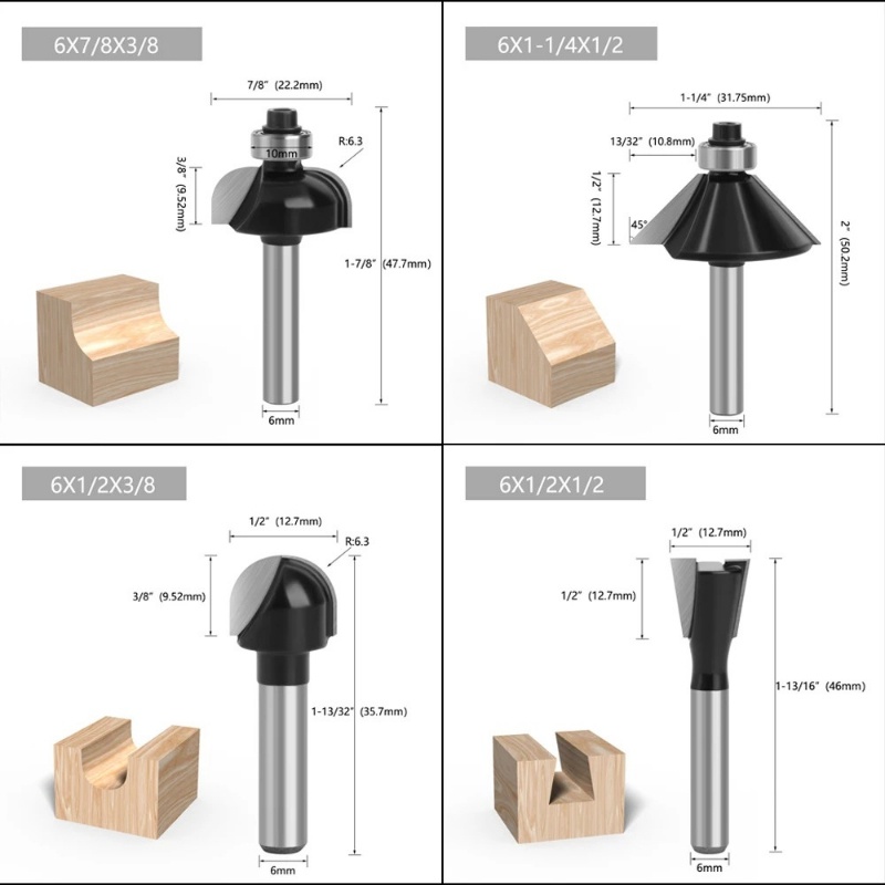 12pcs 6mm Shank Router Bit Set - đánh giá và giá Woodworking Usa