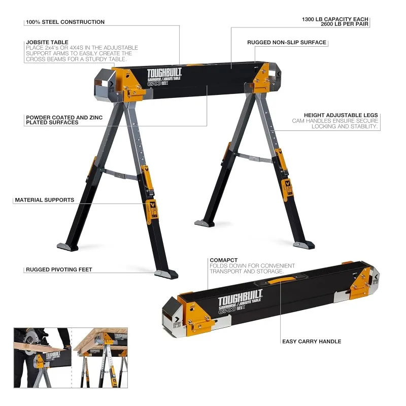 ToughBuilt TB-C700 C700 Sawhor - đánh giá và giá Woodworking Work Table