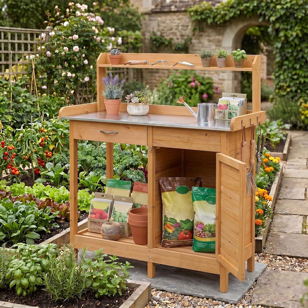Outdoor Potting Bench Table Wo - đánh giá và giá Woodworking Work Table