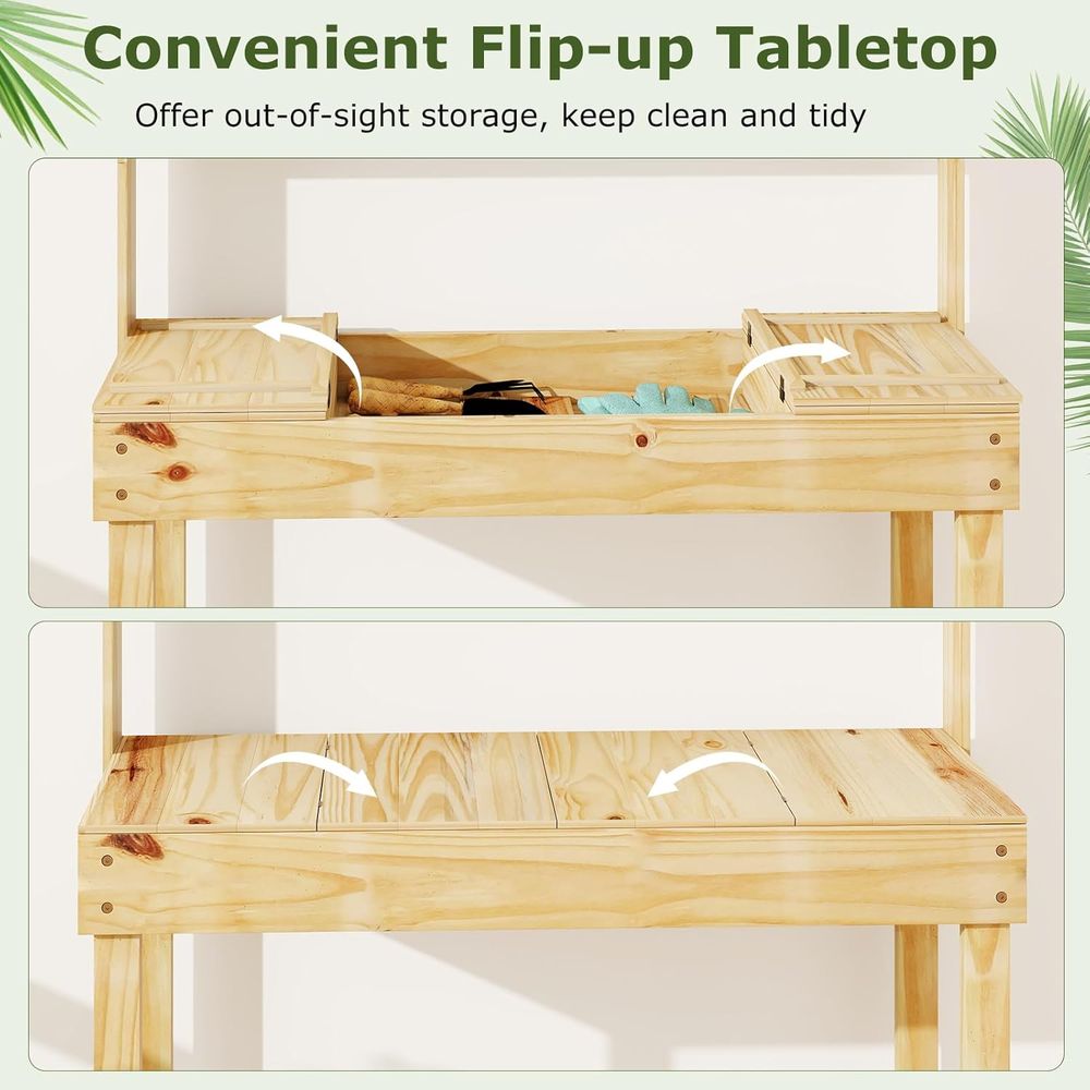 Potting Bench Table, 60” Wood  - đánh giá và giá Woodworking Work Table